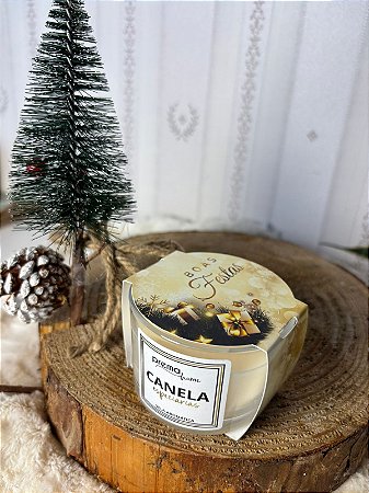 Vela aromática com tampa de madeira e essência de canela