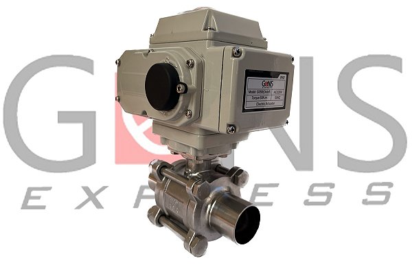 Válvula Esfera Tripartida 304 PTFE Plena 2 Vias Solda Com Atuador Elétrico