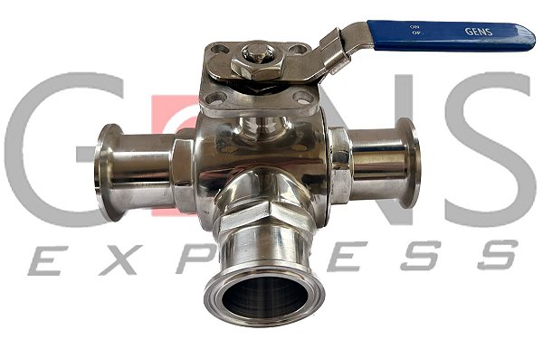 Válvula Esfera Tripartida 304 PTFE Reduzida 3 Vias Solda Manual