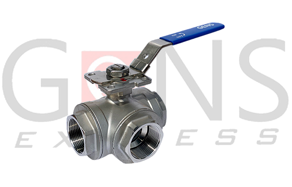 Válvula Esfera Tripartida 304 PTFE Reduzida BSP 3 Vias Manual