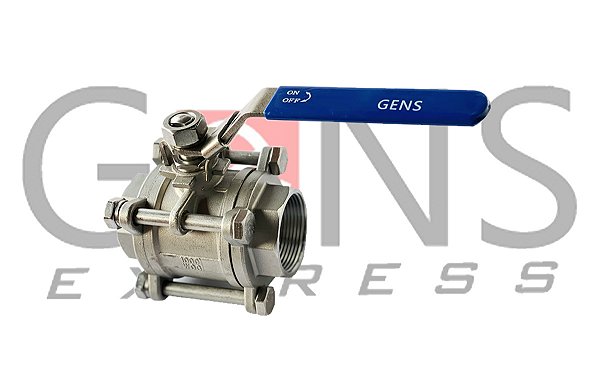 Válvula Esfera Tripartida 304 PTFE Plena 2 Vias BSP Manual