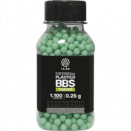 Esfera Airsoft BBs Leão 0.25g 6mm pote com 1100 bolinhas TRACER