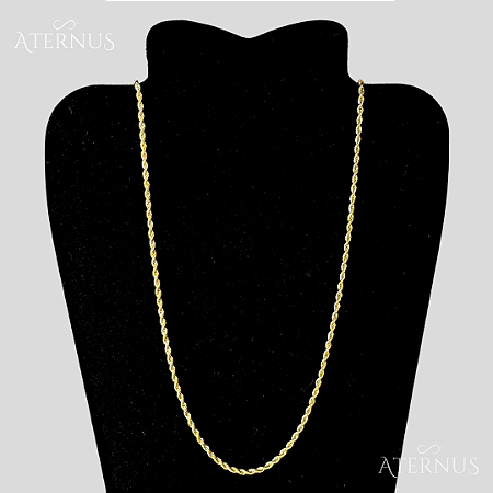 Corrente Masculina Elo Baiano Dourada 60cm em Aço Inoxidável