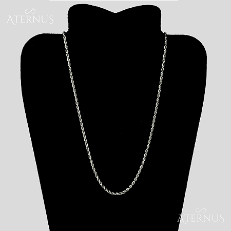 Corrente Masculina Elo Baiano Prateada 60cm em Aço Inoxidável