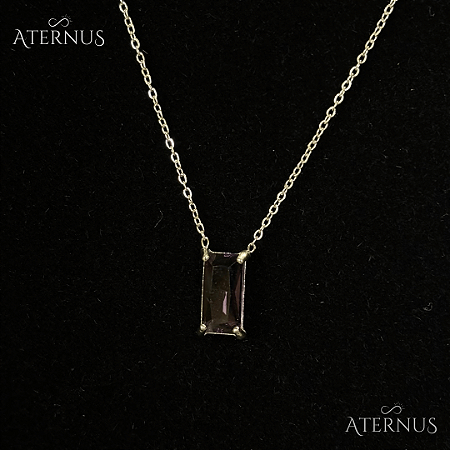 Colar Retangulo Zirconia - Roxo