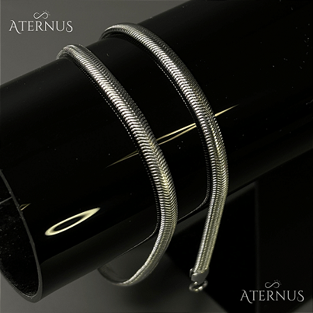 Pulseira Masculina Snake Prateada 22cm em Aço Inoxidável