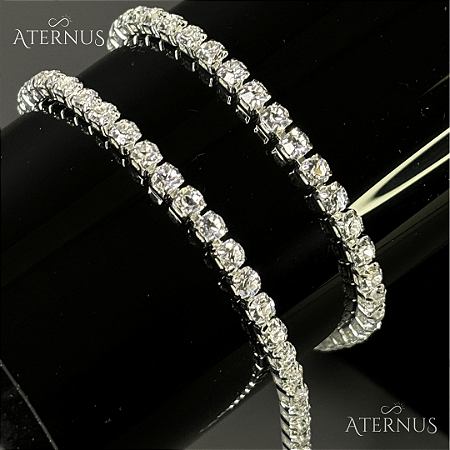 Pulseira Prateada Riviera Zirconia - 18cm
