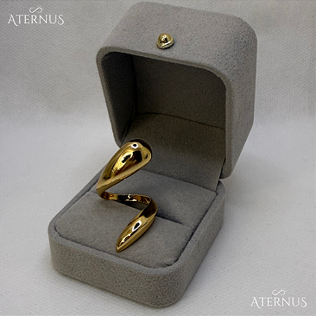Anel Feminino Ajustável Dourado Design Curvado