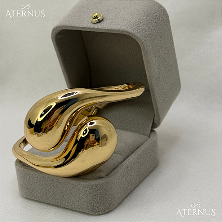 Bracelete Feminino Dourado Gota Dupla Banhado a Ouro