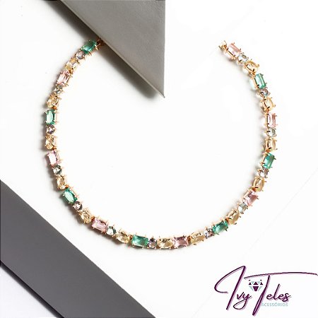 Choker Cristais Coloridos