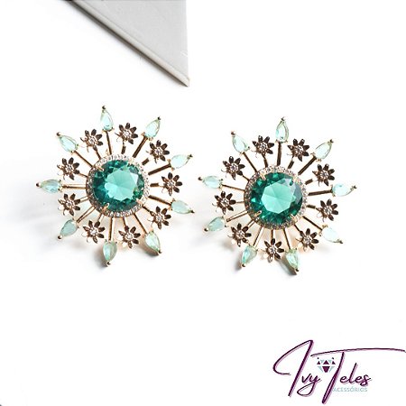 Brinco Cristal Haste e Flores
