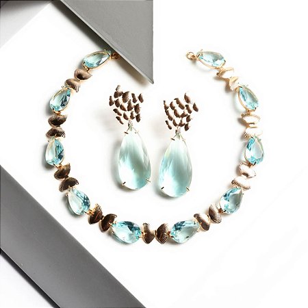 Conjunto Cristais Azuis e Borboletas