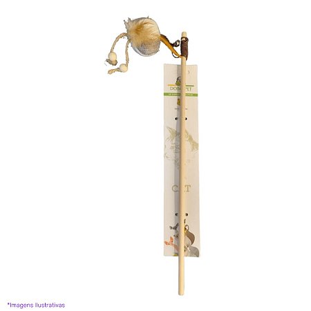 Vara Para Gato de Madeira Com Guizo Rato/Bolinha