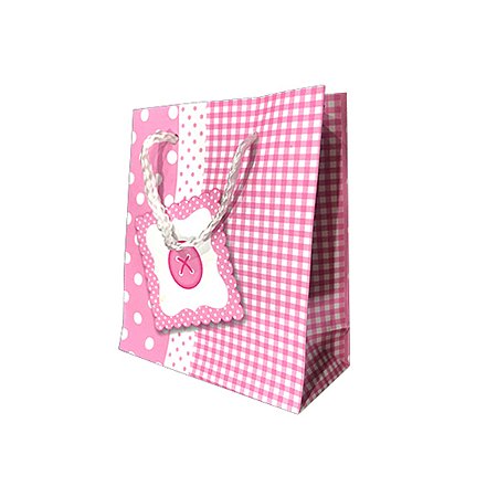 Sacola de Papel para Presente Baby Rosa - pacote com 10 unidades