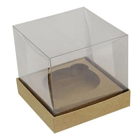 Caixa Visor Cubo 10x10x10cm com Tampa Transparente e Base em Papel