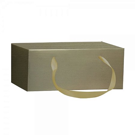 Cachepot Paper Retangular Alça de Cetim Ouro