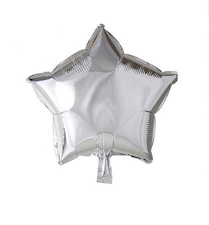 Balão Metalizado 05 Estrela Prata - pacote com 6 unidades