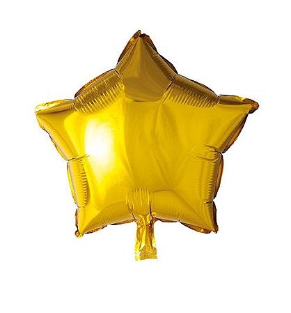Balão Metalizado 05 Estrela Dourada - pacote com 6 unidades