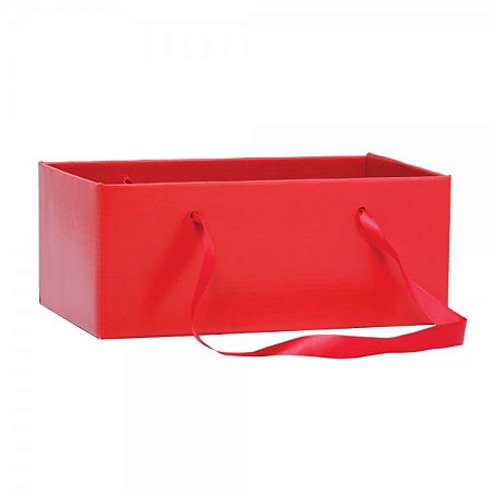 Cachepot Paper Retangular Alça de Cetim Vermelho