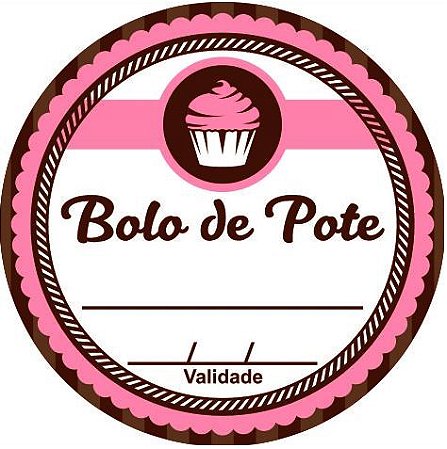 Etiqueta Adesiva Bolo no Pote Rosa - pacote com 60 unidades
