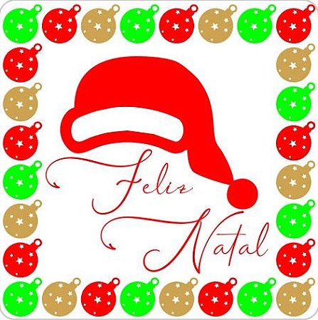 Etiqueta Adesiva Natal Gorro Noel - pacote com 60 unidades