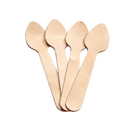 Talher Madeira Colher Natural 11cm - Pacote com 50 unidades