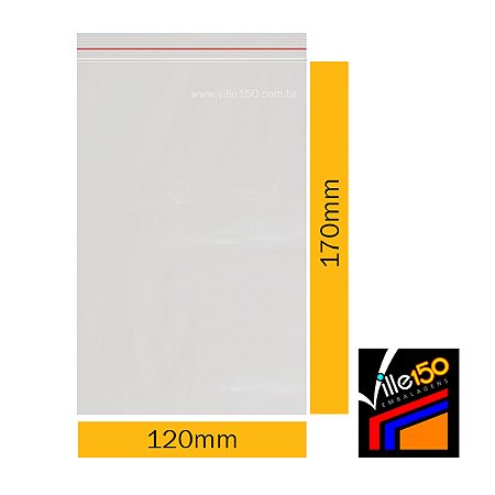 Saco Plástico ZIP Incolor 12x17cm 0.08 - Pacote com 100 unidades
