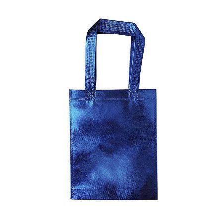 Sacolas de TNT Metalizado 20x25cm com Alça - Azul - pacote com 6 unidades