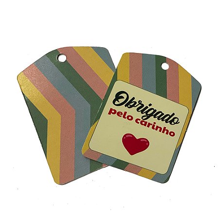 TAG Decorativa Obrigado pelo Carinho - Pacote com 10 unidades