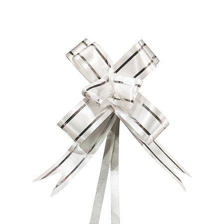 Laço de Armar Branco com Filete Prata