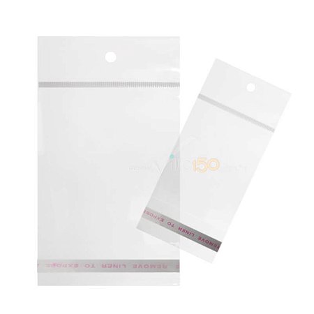 Saco Plástico Adesivado 12x18cm com Solapa e Furo Incolor