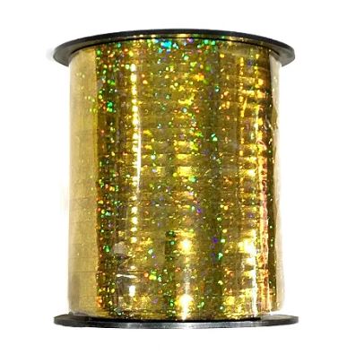 Fitilho Plástico Holográfico 5mm x 200m Dourado