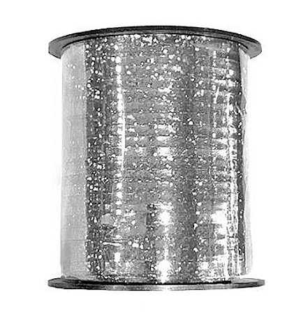 Fitilho Plástico Holográfico 5mm x 200m Prata