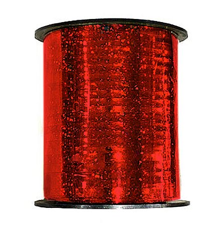 Fitilho Plástico Holográfico 5mm x 200m Vermelho