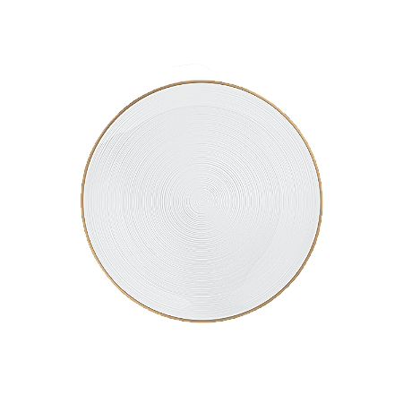 Prato Descartável Transparente com Borda Ouro Sobremesa - Pacote com 6 unidades