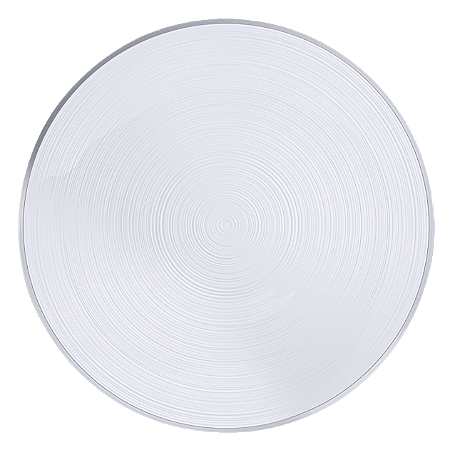 Prato Descartável Transparente com Borda Prata Refeição - Pacote com 6 unidades