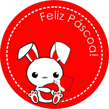 Etiqueta Adesiva Feliz Páscoa Redonda pacote com 60 unidades