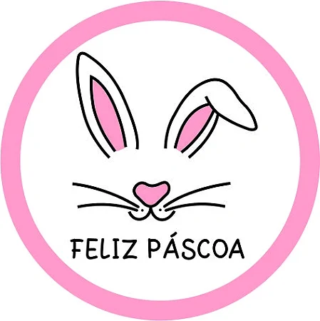 Etiqueta Adesiva Coelho Rosa pacote com 60 unidades