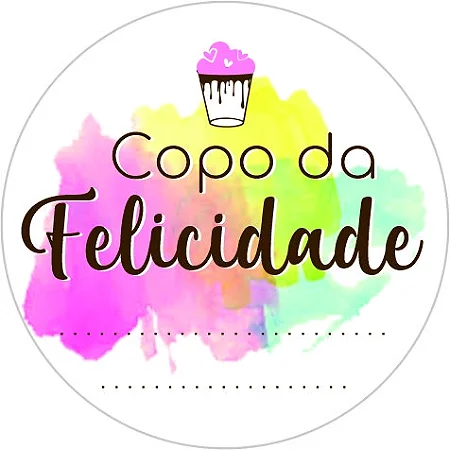 Etiqueta Adesiva Copo da Felicidade pacote com 60 unidades
