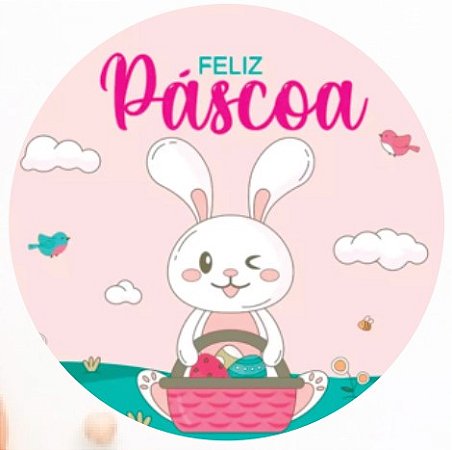 Etiqueta Adesiva Coelho Piscadinha Rosa pacote com 60 unidades
