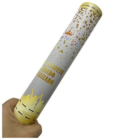 Lança Confete Dourado Metalizado 30cm - Unidade
