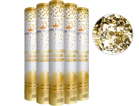 Lança Confetes Dourado Metalizado 30cm
