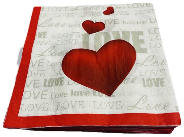 Guardanapo Estampado 32cm Love GP33193 - Pacote com 20 unidades