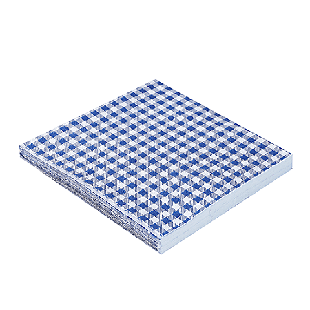 Guardanapo Estampado 25cm Xadrez Azul - Pacote com 20 unidades