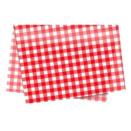 Papel de Seda Decorado 50x70cm Xadrez Vermelho - pacote com 50 folhas