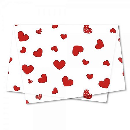 Papel de Seda Decorado 50x70cm Cuore - 10 folhas