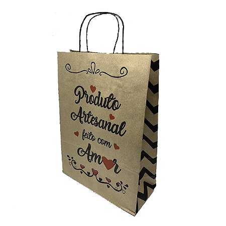 Sacolas de Papel com Alça Torcida Kraft Estampada Artesanato 02