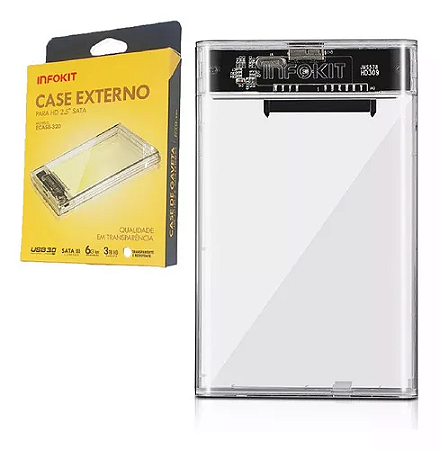 Case Gaveta Para Hd Ou Ssd 2,5 Transparente Usb Sata + Cabo