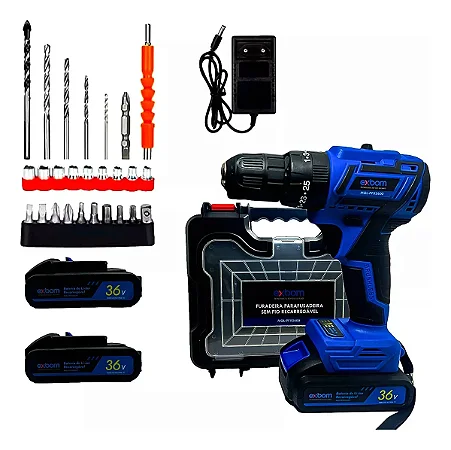 Furadeira Parafusadeira Sem Fio 36v 2baterias Estojo Bivolt