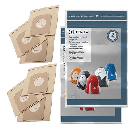 Kit 6 Sacos Originais Descartável Aspirador de Pó Electrolux Neo Listo Pet Lover